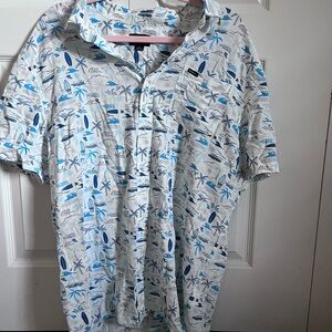 O'Neill Blue and White Tropical Print Shirt